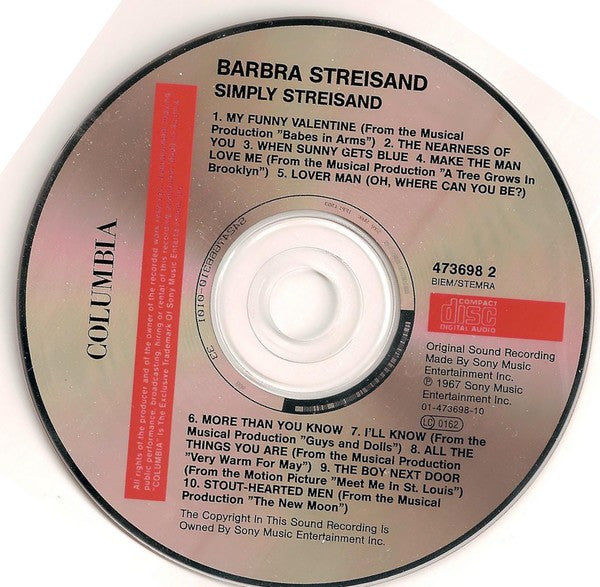 Barbra Streisand : Simply Streisand (CD, Album, RE)
