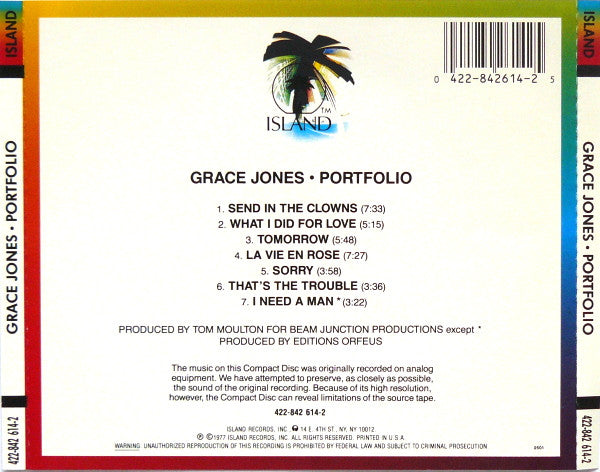 Grace Jones : Portfolio (CD, Album, P/Mixed, RE)