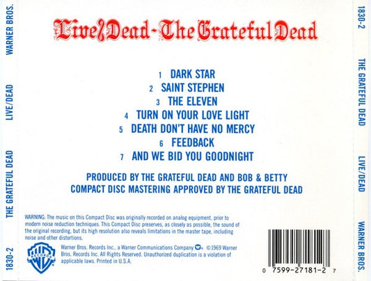 The Grateful Dead : Live/Dead (CD, Album, RE, RM)
