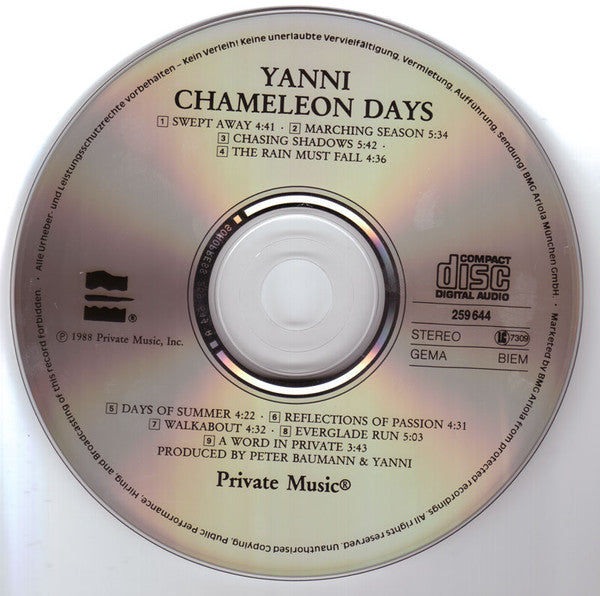 Yanni (2) : Chameleon Days (CD, Album)