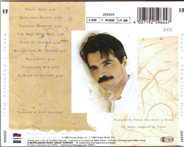Yanni (2) : Chameleon Days (CD, Album)