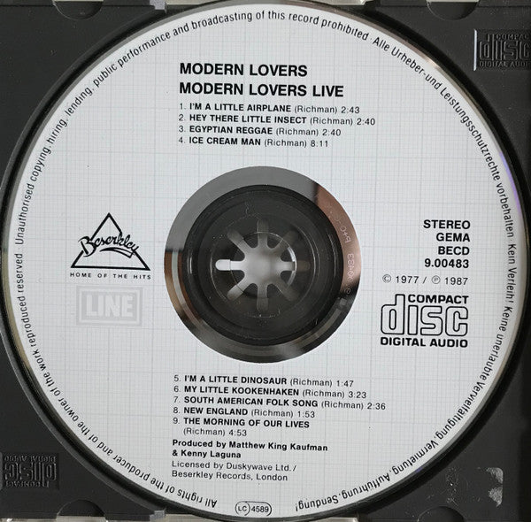 Jonathan Richman & The Modern Lovers : Live (CD, Album, RE)