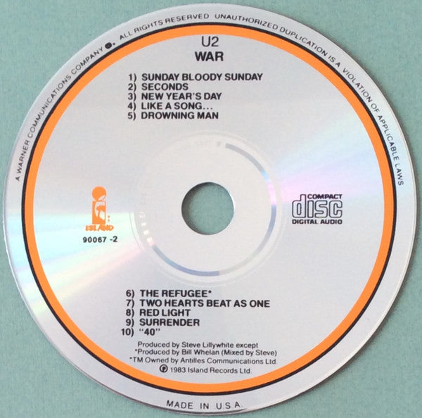 U2 : War (CD, Album, RE)