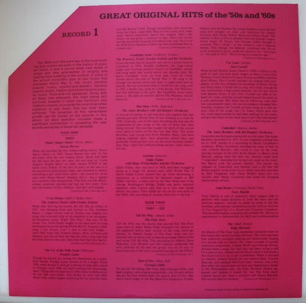 Various : Great Original Hits Of The '50s And '60s (9xLP, Comp + Box)