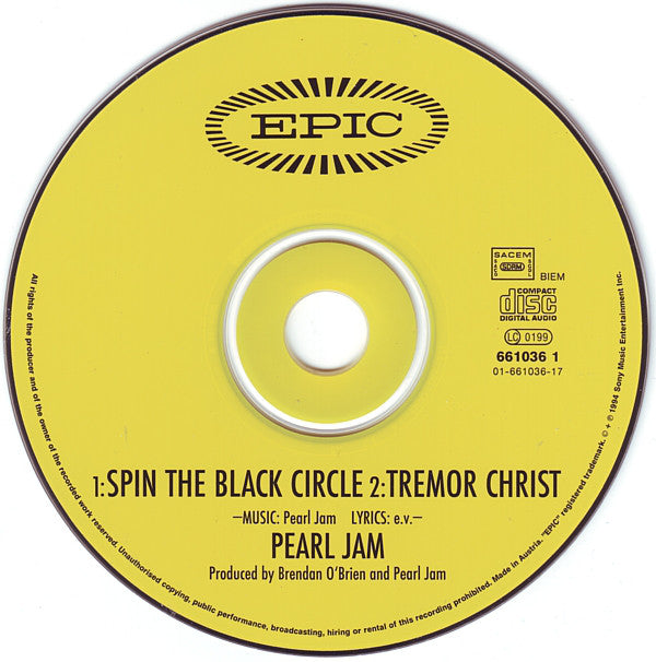 Pearl Jam : Spin The Black Circle (CD, Single, Yel)
