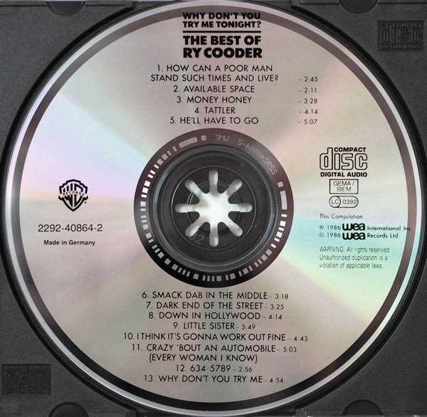 Ry Cooder : Why Don't You Try Me Tonight? – The Best Of Ry Cooder (CD, Comp, RM)
