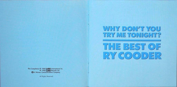 Ry Cooder : Why Don't You Try Me Tonight? – The Best Of Ry Cooder (CD, Comp, RM)