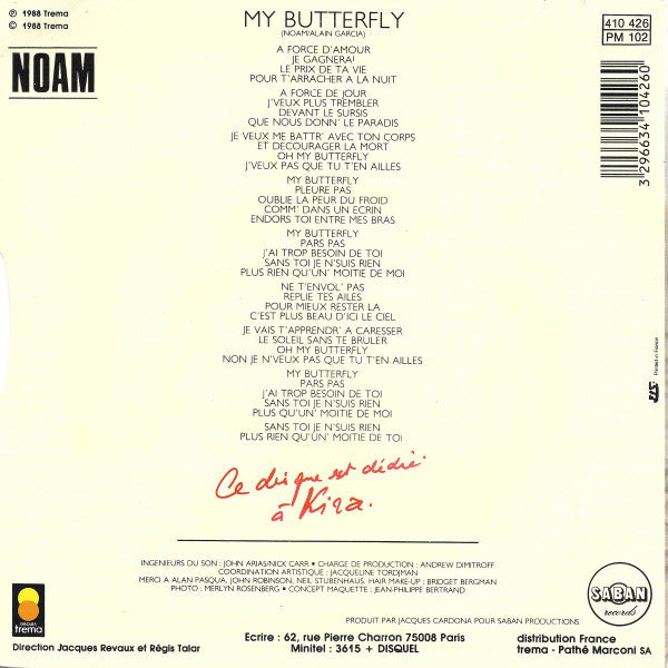 Noam : My Butterfly (7", Single)