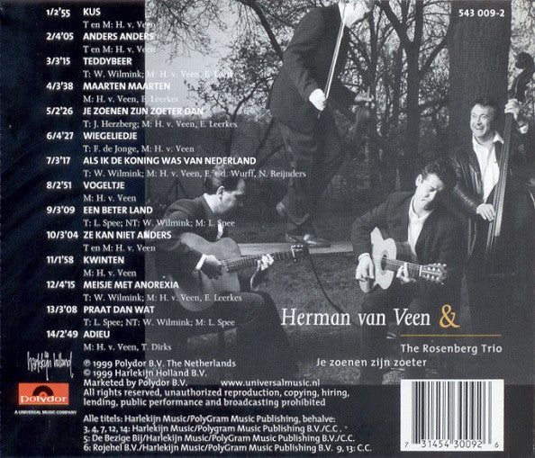 Herman van Veen & The Rosenberg Trio : Je Zoenen Zijn Zoeter (CD, Album)