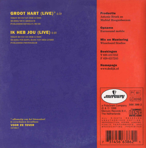 De Dijk : Groot Hart (CD, Single)