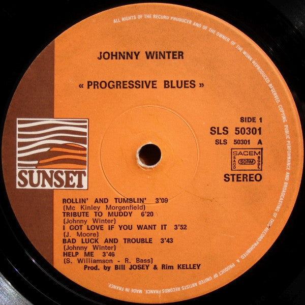 Johnny Winter : Progressive Blues (LP, Album, RE)