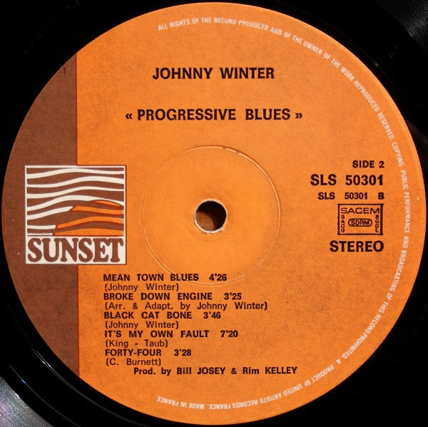 Johnny Winter : Progressive Blues (LP, Album, RE)