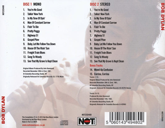 Bob Dylan : Bob Dylan (CD, Album, Mono, RE + CD, Album, RE)