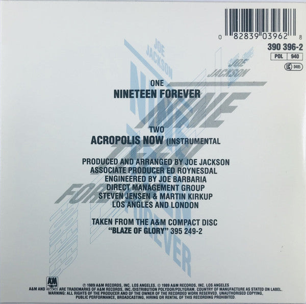 Joe Jackson : Nineteen Forever (CD, Single)