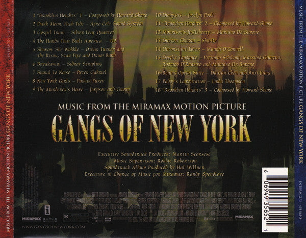 Various : Music From The Miramax Motion Picture - Gangs Of New York (CD, Comp)