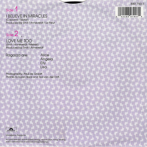 Ragazza (5) : I Believe In Miracles (7", Single)