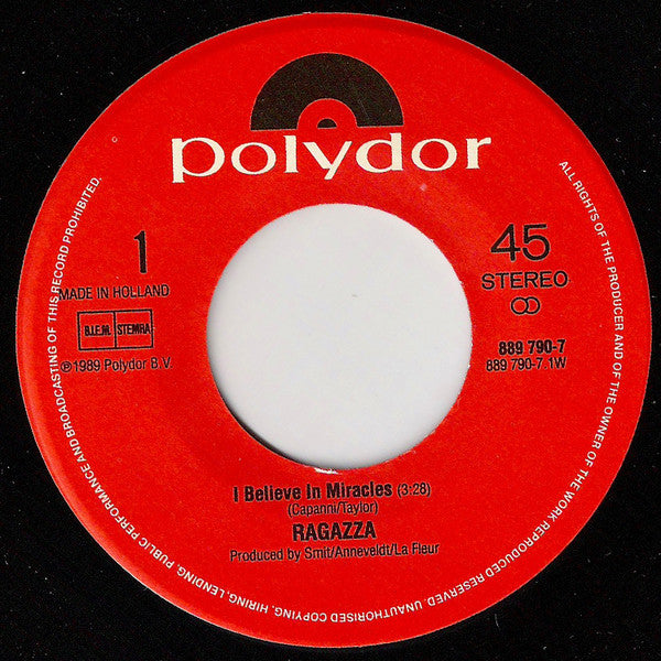 Ragazza (5) : I Believe In Miracles (7", Single)