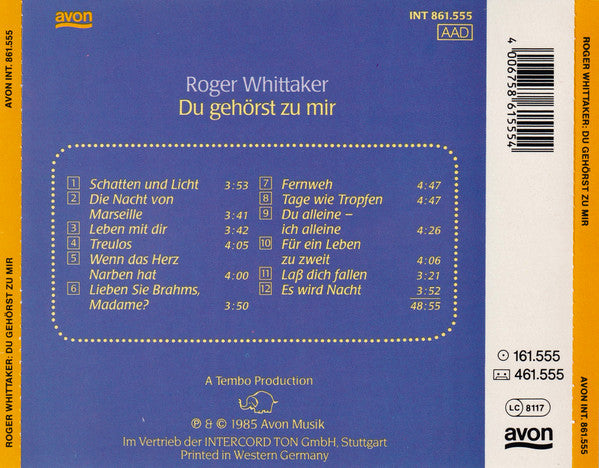 Roger Whittaker : Du Gehörst Zu Mir (CD, Album)