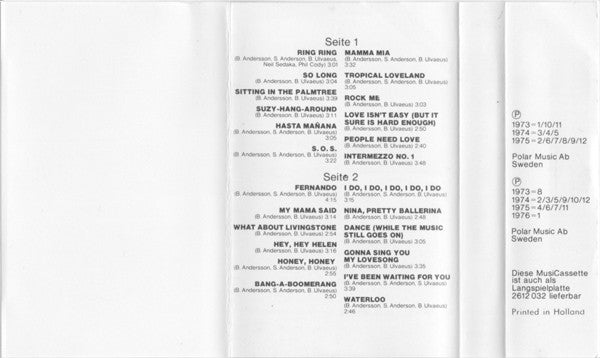 ABBA : The Very Best Of ABBA (ABBA's Greatest Hits) (Cass, Comp)