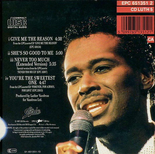 Luther Vandross : Give Me The Reason (CD, Single)