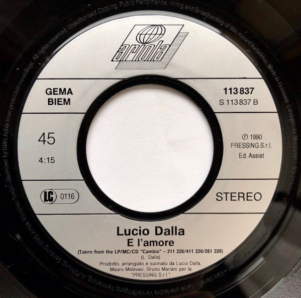 Lucio Dalla : Attenti Al Lupo (7", Single, Promo)