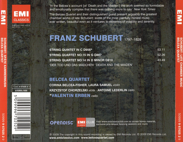 Franz Schubert, Belcea Quartet, Valentin Erben : String Quintet - String Quartets In G & D Minor "Death And The Maiden" (2xCD, Album)