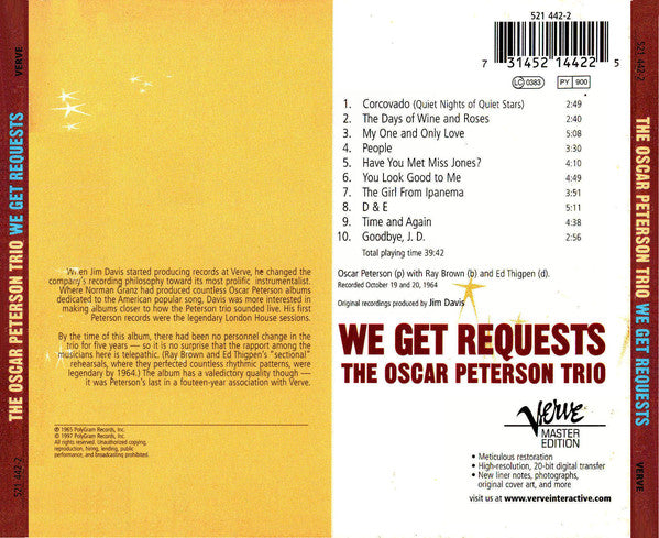 The Oscar Peterson Trio : We Get Requests (CD, Album, RM, Dig)