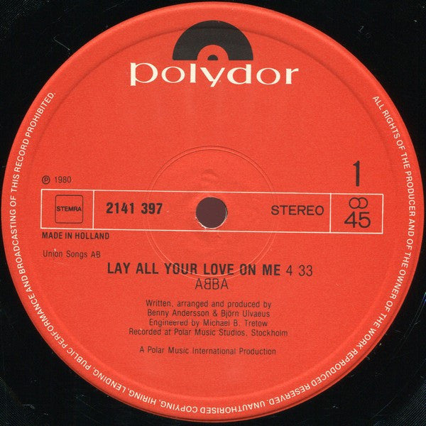 ABBA : Lay All Your Love On Me (12", EP)
