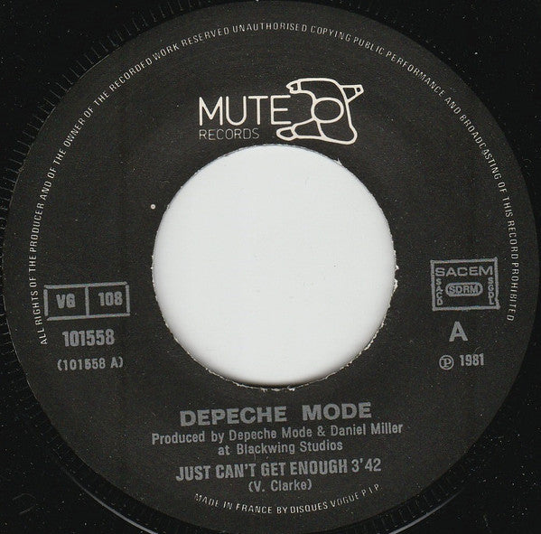 Depeche Mode : Just Can't Get Enough (7", Single, Pap)