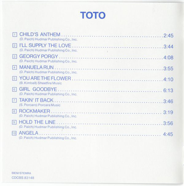 Toto : Toto (CD, Album, RE, RP)