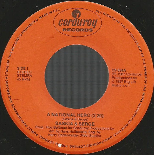 Saskia & Serge : A National Hero  (7", Single)