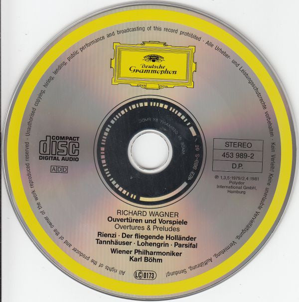 Richard Wagner : Wiener Philharmoniker, Karl Böhm : Ouvertüren & Vorspiele (Der Fliegende Holländer · Tannhäuser ·  Lohengrin · Parsifal · Rienzi)  (CD, Comp, RM)