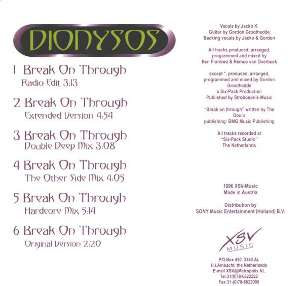 Dionysos : Break On Through (CD, Maxi)