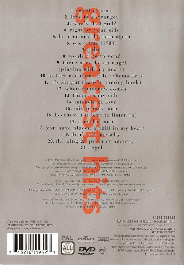 Eurythmics : Greatest Hits (DVD-V, Comp, RE, PAL)