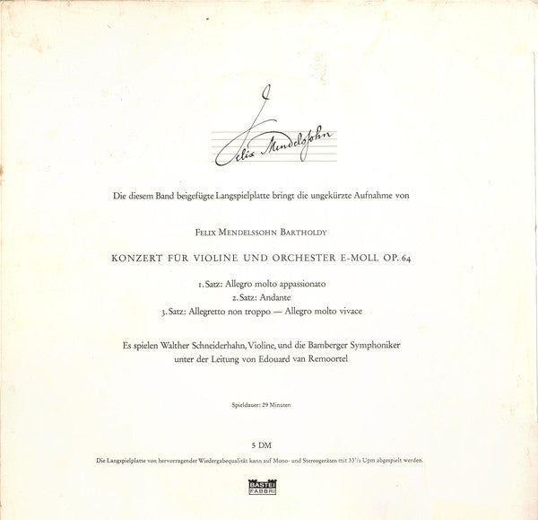 Felix Mendelssohn-Bartholdy : Felix Mendelssohn In 4 Folgen · Band I (10", Mono)