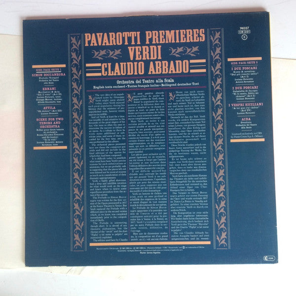 Luciano Pavarotti, Claudio Abbado, Orchestra Del Teatro Alla Scala : Pavarotti Premieres (LP, Gat)