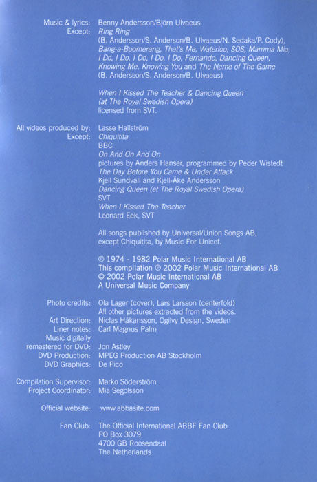 ABBA : The Definitive Collection (DVD-V, Comp, Copy Prot., RM, PAL)