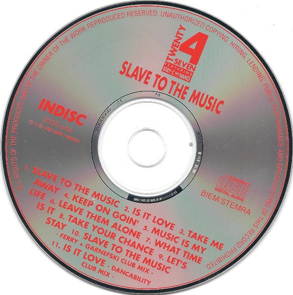 Twenty 4 Seven Featuring Stay-C And Nance : Slave To The Music (CD, Album)
