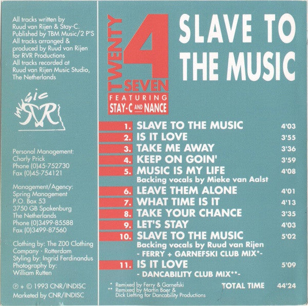 Twenty 4 Seven Featuring Stay-C And Nance : Slave To The Music (CD, Album)