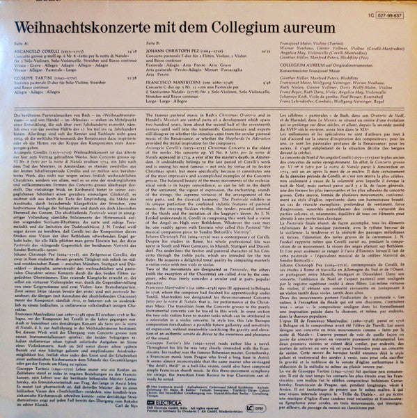 Arcangelo Corelli / Giuseppe Tartini / Johann Christoph Pez / Francesco Manfredini - Collegium Aureum : Weihnachtskonzerte Mit Dem Collegium Aureum (LP, RE)