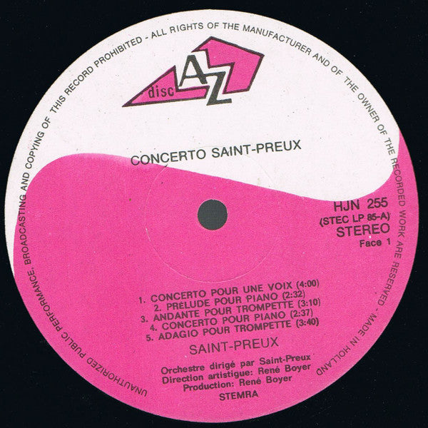 Saint-Preux : Concerto Saint-Preux (LP)