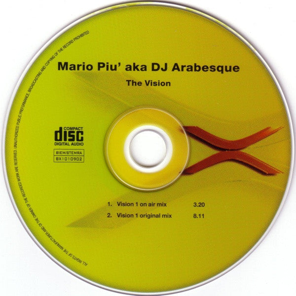 Mario Più Aka DJ Arabesque : The Vision (CD, Single, Car)