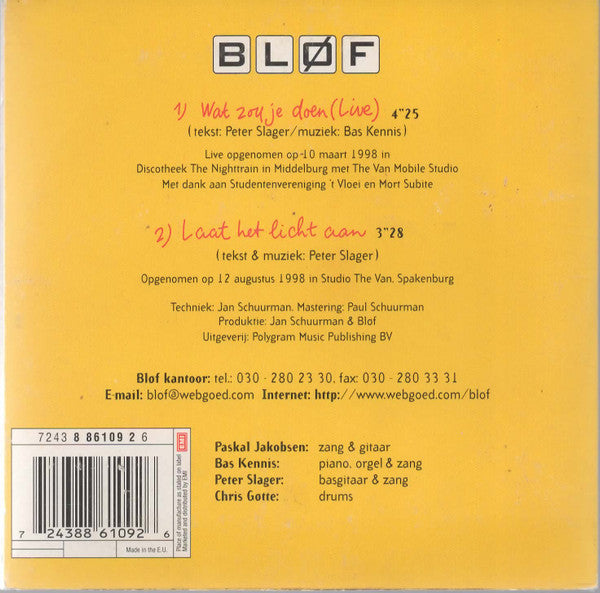 Bløf : Wat Zou Je Doen? (CD, Single)