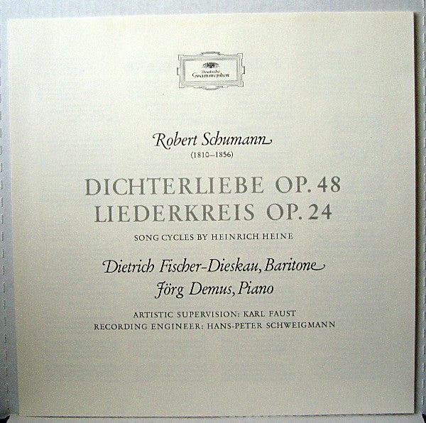 Robert Schumann - Dietrich Fischer-Dieskau ∙ Jörg Demus : Dichterliebe · Liederkreis Op. 24 (Les Amours Du Poète) (LP, RE)