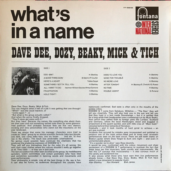 Dave Dee, Dozy, Beaky, Mick & Tich : What's In A Name (LP, Album)