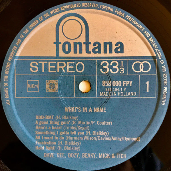 Dave Dee, Dozy, Beaky, Mick & Tich : What's In A Name (LP, Album)