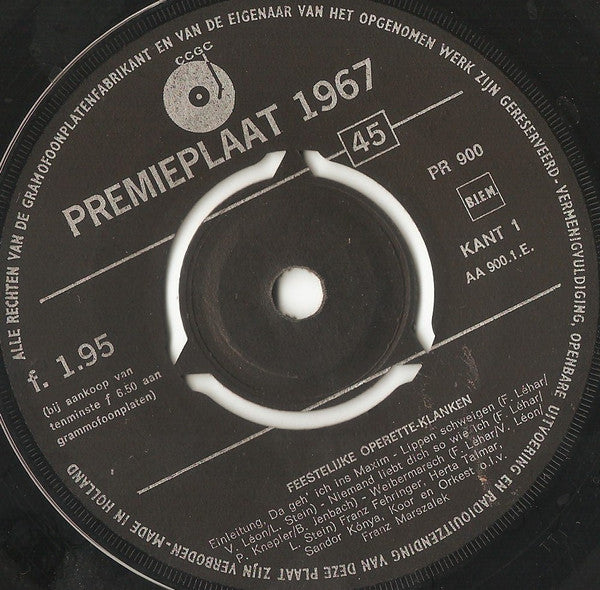 Various : Feestelijke Operette-Klanken / Het Duet Uit De Parelvissers (7", Single, 3 P)