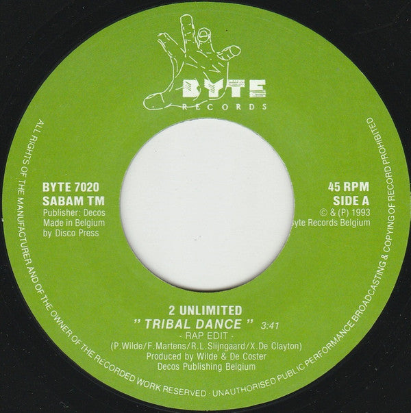 2 Unlim!ted* : Tribal Dance (7", Single)