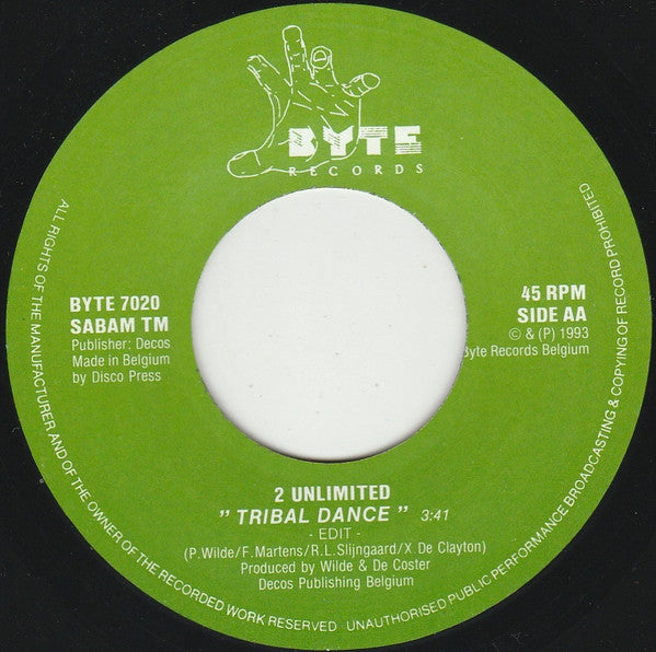 2 Unlim!ted* : Tribal Dance (7", Single)