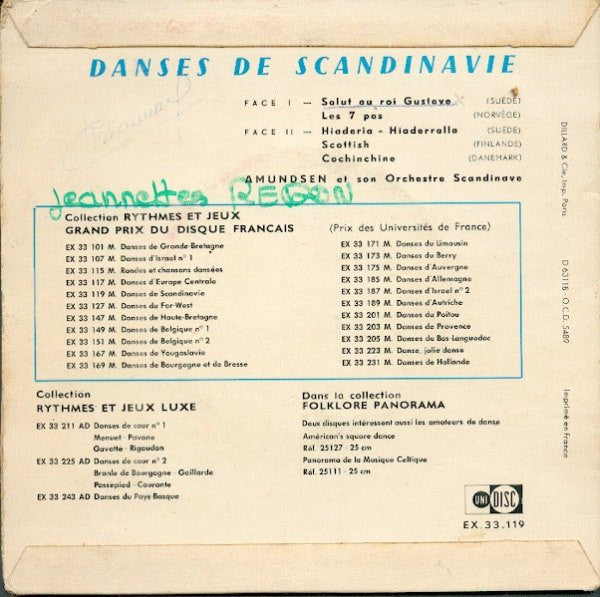 Amundsen Et Son Orchestre Scandinave : Danses De Scandinavie (7", RE)